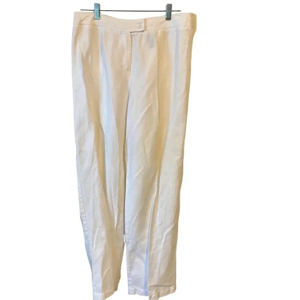Liz Claiborne Audra Linen Blend White Pants Women's Size 10